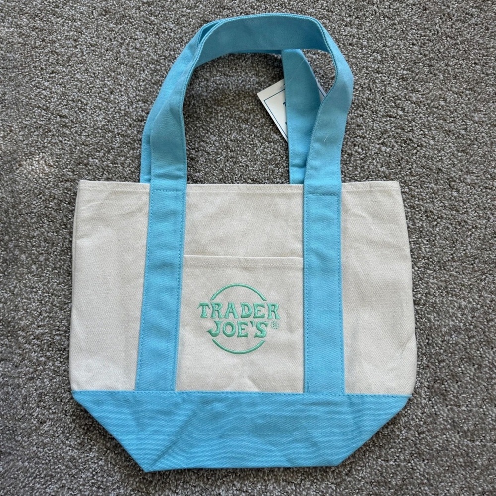 NWT Trader Joe’s Mini Canvas Tote Bag - Pastel Blue